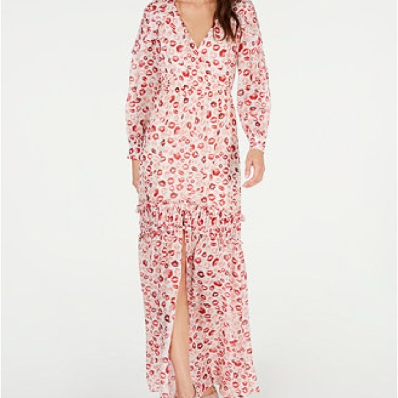 Rachel Zoe Dresses & Skirts - Rachel Zoe 100% Silk NWT Lipstick Print Maxi Ruffle Dress